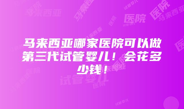 马来西亚哪家医院可以做第三代试管婴儿！会花多少钱！