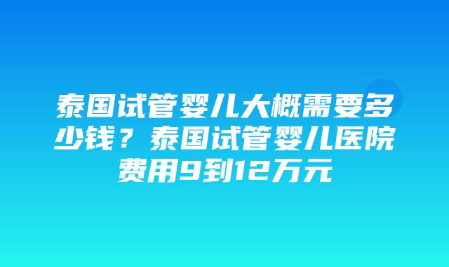 泰国试管婴儿大概需要多少钱？泰国试管婴儿医院费用9到12万元