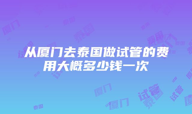 从厦门去泰国做试管的费用大概多少钱一次