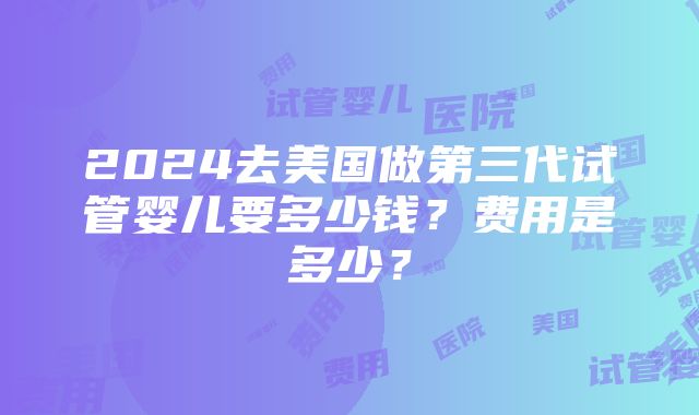 2024去美国做第三代试管婴儿要多少钱？费用是多少？