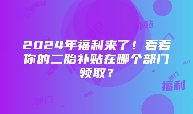 2024年福利来了！看看你的二胎补贴在哪个部门领取？