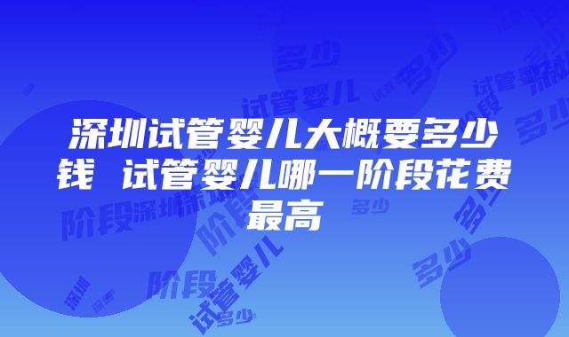 深圳试管婴儿大概要多少钱 试管婴儿哪一阶段花费最高