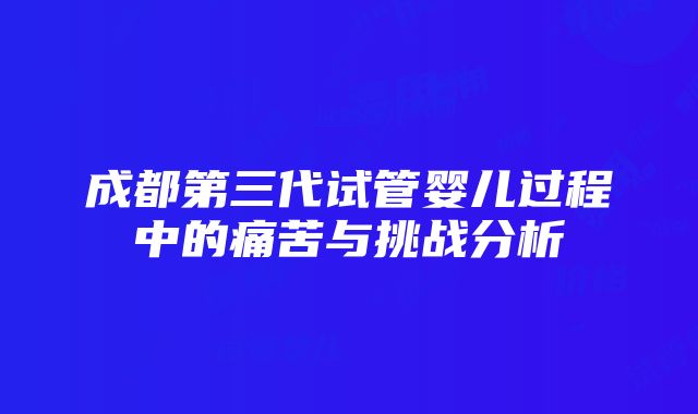 成都第三代试管婴儿过程中的痛苦与挑战分析