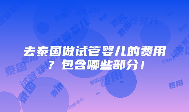 去泰国做试管婴儿的费用？包含哪些部分！