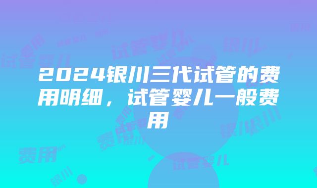 2024银川三代试管的费用明细，试管婴儿一般费用