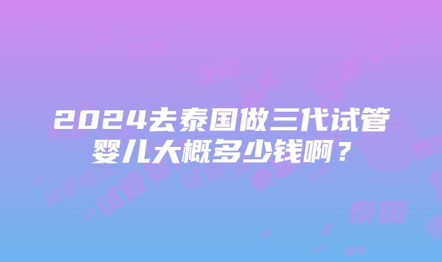 2024去泰国做三代试管婴儿大概多少钱啊？