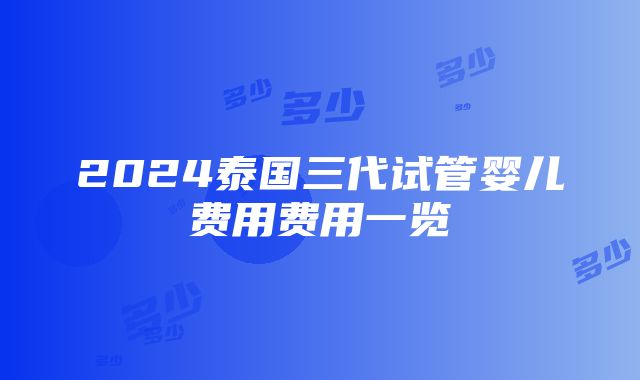 2024泰国三代试管婴儿费用费用一览