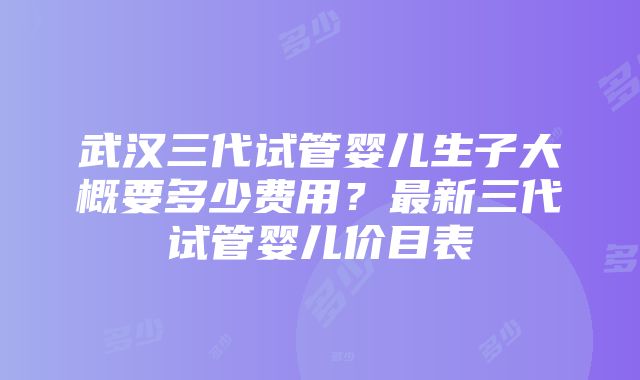 武汉三代试管婴儿生子大概要多少费用？最新三代试管婴儿价目表