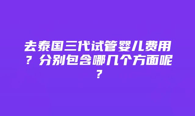 去泰国三代试管婴儿费用？分别包含哪几个方面呢？