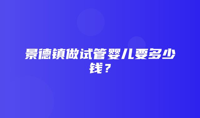 景德镇做试管婴儿要多少钱？