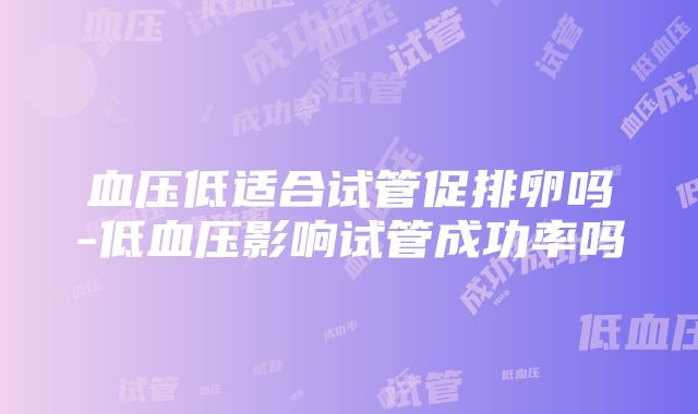 血压低适合试管促排卵吗-低血压影响试管成功率吗