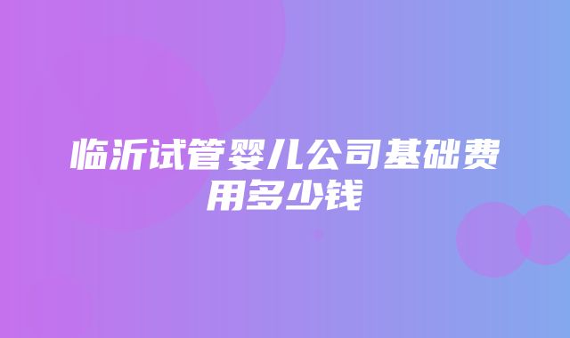 临沂试管婴儿公司基础费用多少钱