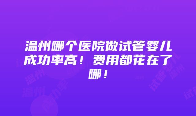 温州哪个医院做试管婴儿成功率高！费用都花在了哪！