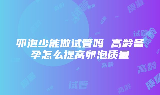 卵泡少能做试管吗 高龄备孕怎么提高卵泡质量