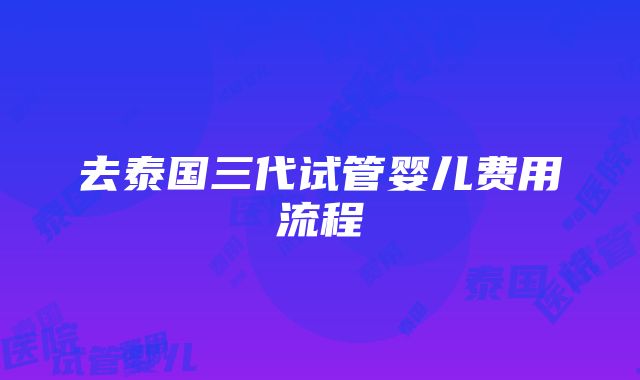 去泰国三代试管婴儿费用流程