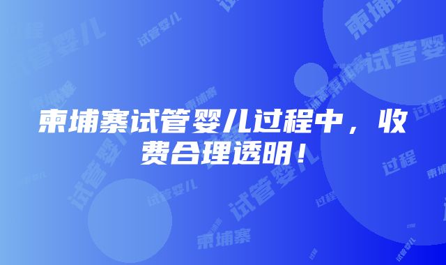 柬埔寨试管婴儿过程中，收费合理透明！