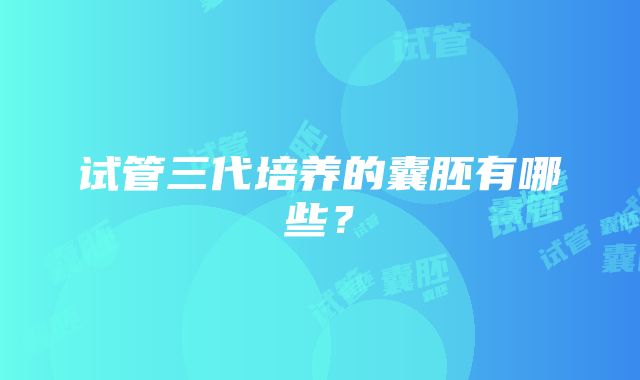 试管三代培养的囊胚有哪些？