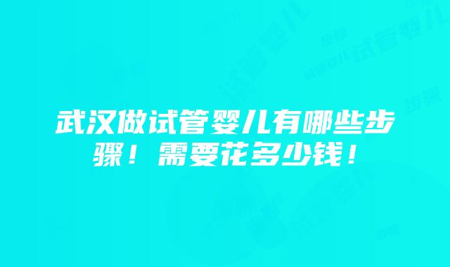 武汉做试管婴儿有哪些步骤！需要花多少钱！