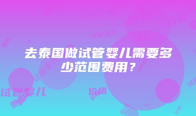 去泰国做试管婴儿需要多少范围费用？