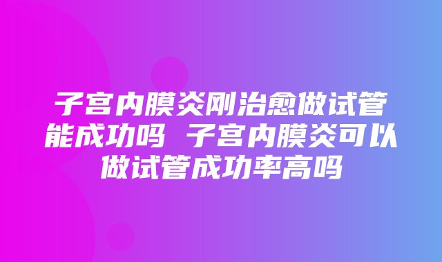 子宫内膜炎刚治愈做试管能成功吗 子宫内膜炎可以做试管成功率高吗