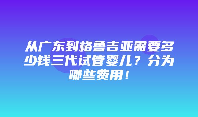 从广东到格鲁吉亚需要多少钱三代试管婴儿？分为哪些费用！