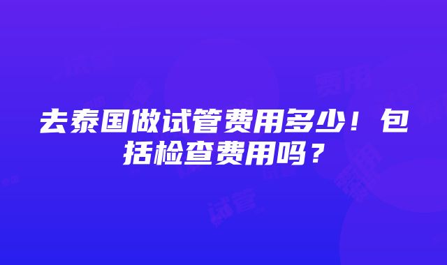 去泰国做试管费用多少！包括检查费用吗？