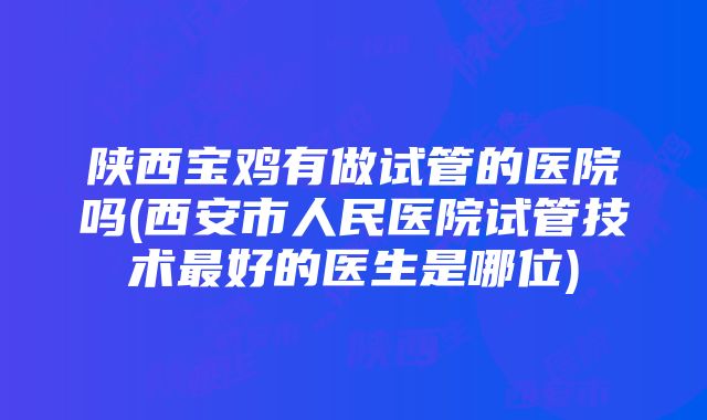 陕西宝鸡有做试管的医院吗(西安市人民医院试管技术最好的医生是哪位)