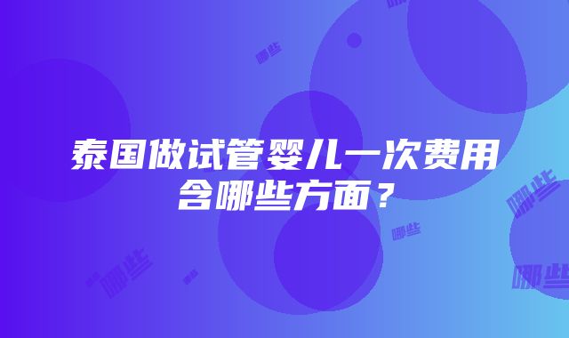 泰国做试管婴儿一次费用含哪些方面？