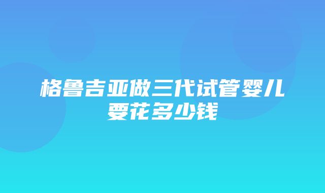 格鲁吉亚做三代试管婴儿要花多少钱