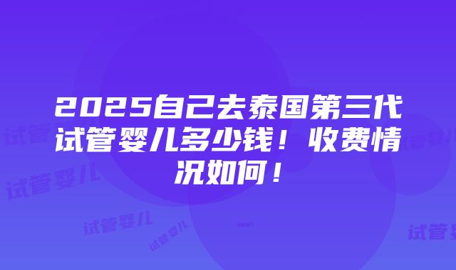 2025自己去泰国第三代试管婴儿多少钱！收费情况如何！