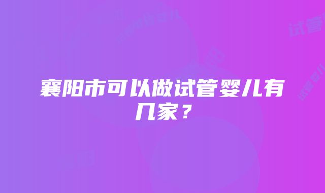 襄阳市可以做试管婴儿有几家？