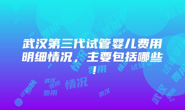 武汉第三代试管婴儿费用明细情况，主要包括哪些！