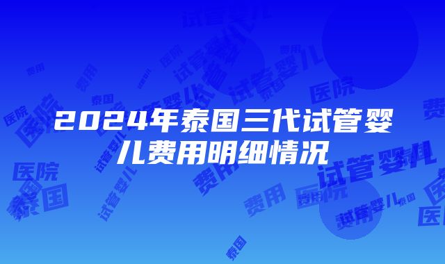 2024年泰国三代试管婴儿费用明细情况