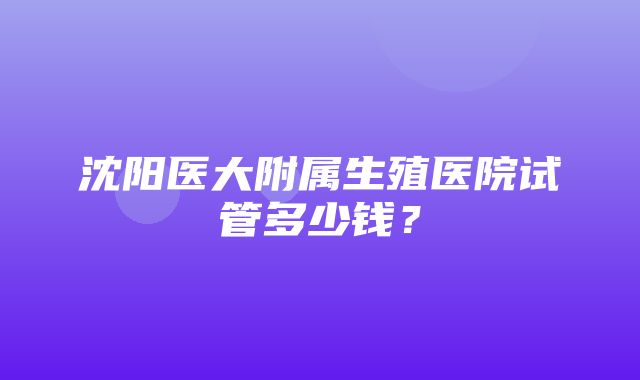 沈阳医大附属生殖医院试管多少钱？