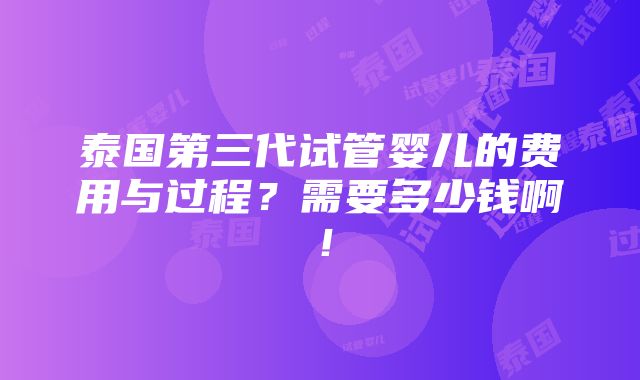 泰国第三代试管婴儿的费用与过程？需要多少钱啊！