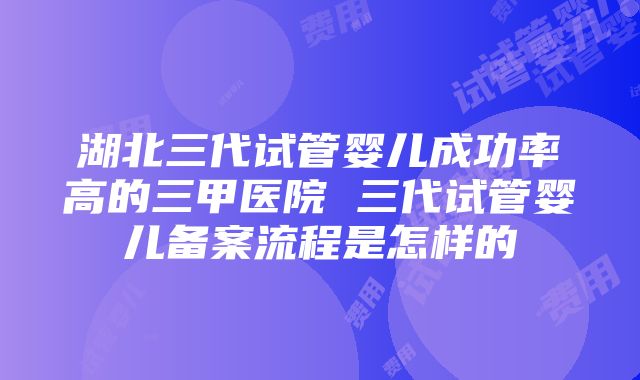 湖北三代试管婴儿成功率高的三甲医院 三代试管婴儿备案流程是怎样的