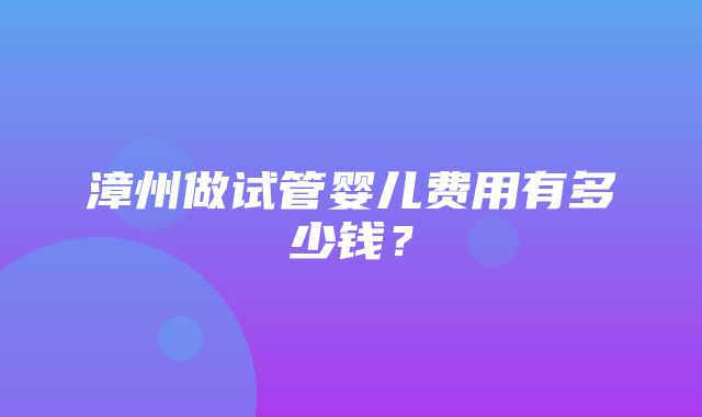 漳州做试管婴儿费用有多少钱？