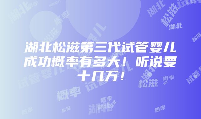 湖北松滋第三代试管婴儿成功概率有多大！听说要十几万！