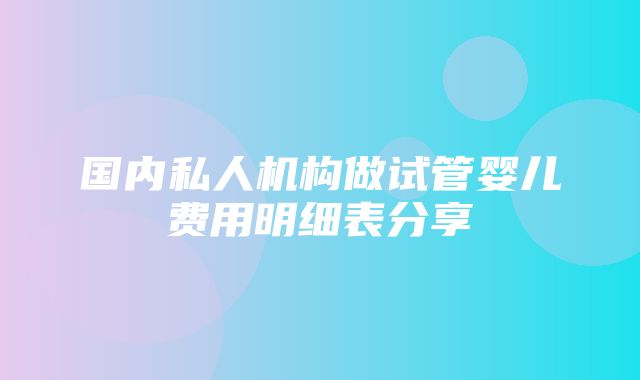 国内私人机构做试管婴儿费用明细表分享