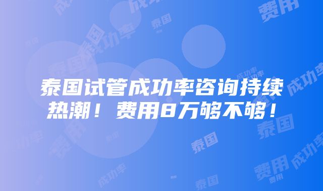 泰国试管成功率咨询持续热潮！费用8万够不够！