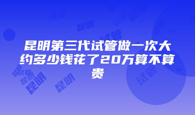 昆明第三代试管做一次大约多少钱花了20万算不算贵