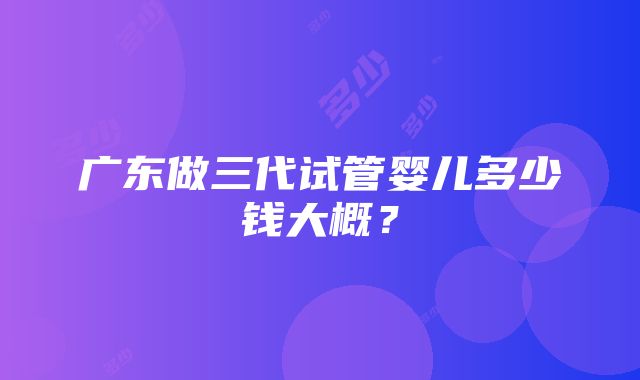 广东做三代试管婴儿多少钱大概？