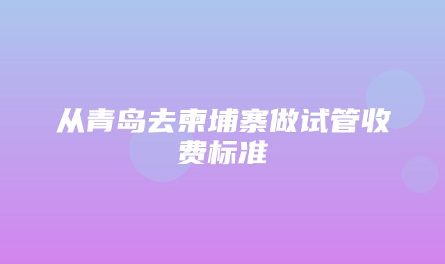 从青岛去柬埔寨做试管收费标准