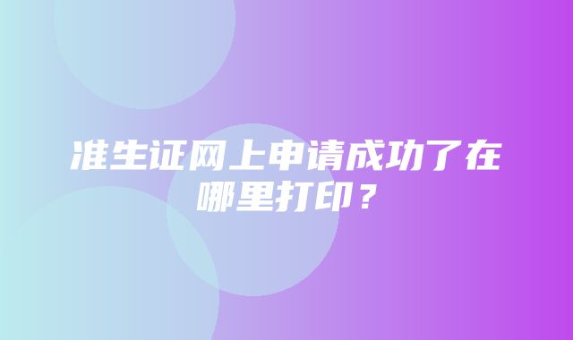 准生证网上申请成功了在哪里打印？