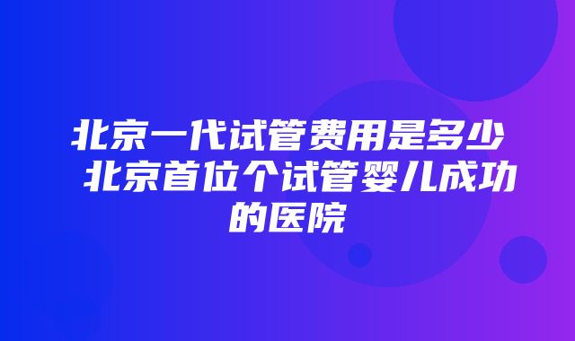 北京一代试管费用是多少 北京首位个试管婴儿成功的医院