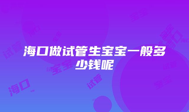 海口做试管生宝宝一般多少钱呢