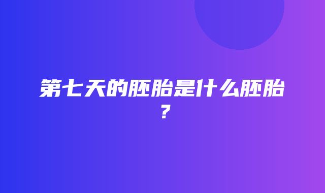 第七天的胚胎是什么胚胎？