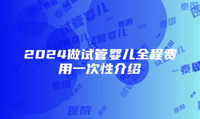 2024做试管婴儿全程费用一次性介绍