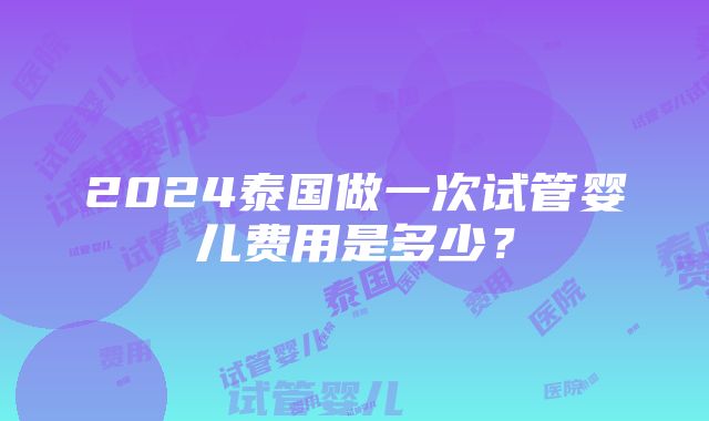 2024泰国做一次试管婴儿费用是多少？