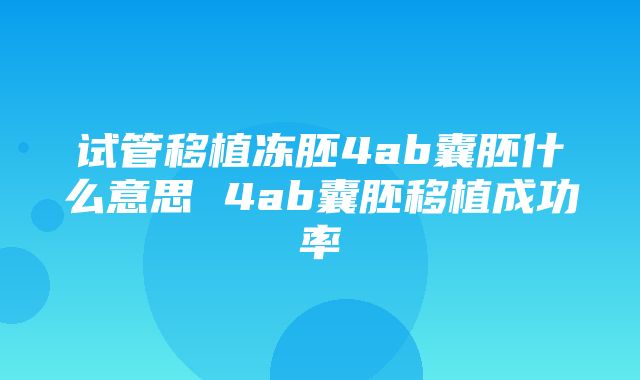 试管移植冻胚4ab囊胚什么意思 4ab囊胚移植成功率